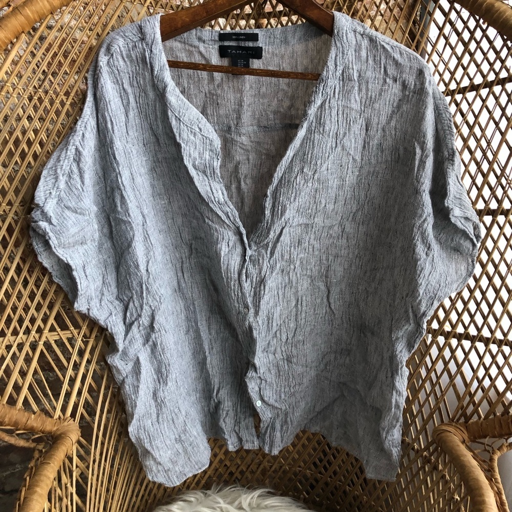 Tahari Gray Textured Women's Top